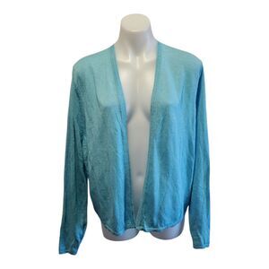 J.Jill Aqua Cotton Linen Open Front Cardigan Women’s XL Lightweight